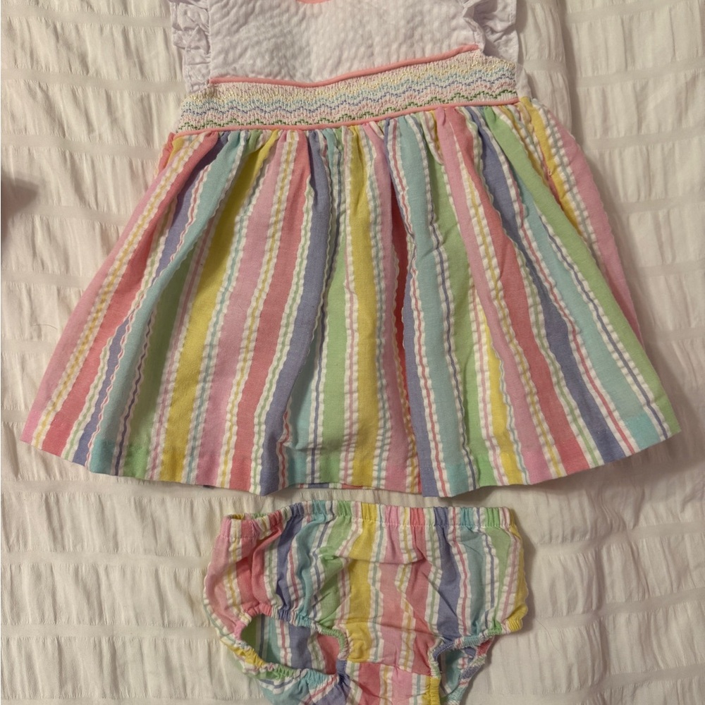 Iris & Ivy Colorful Rainbow Striped Baby Dress Set